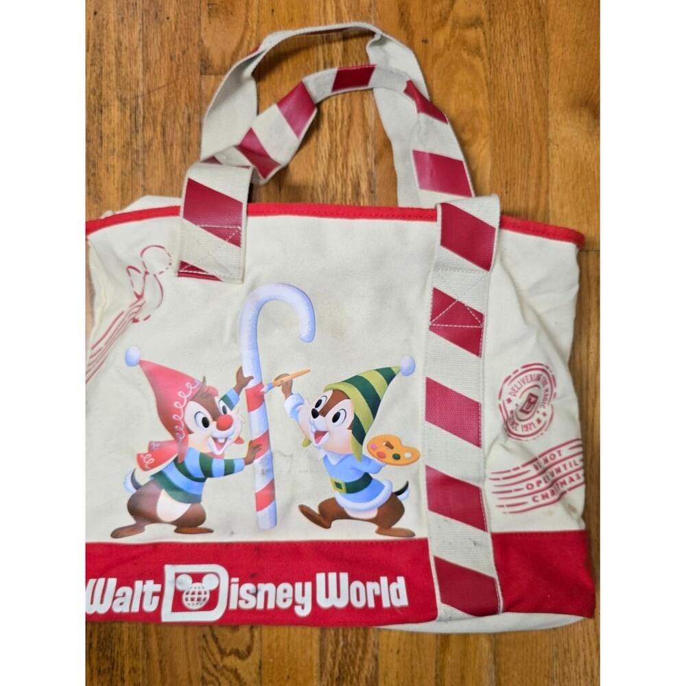 Walt Disney World Chip 'n' Dale Holiday Canvas Tote - Red & Cream